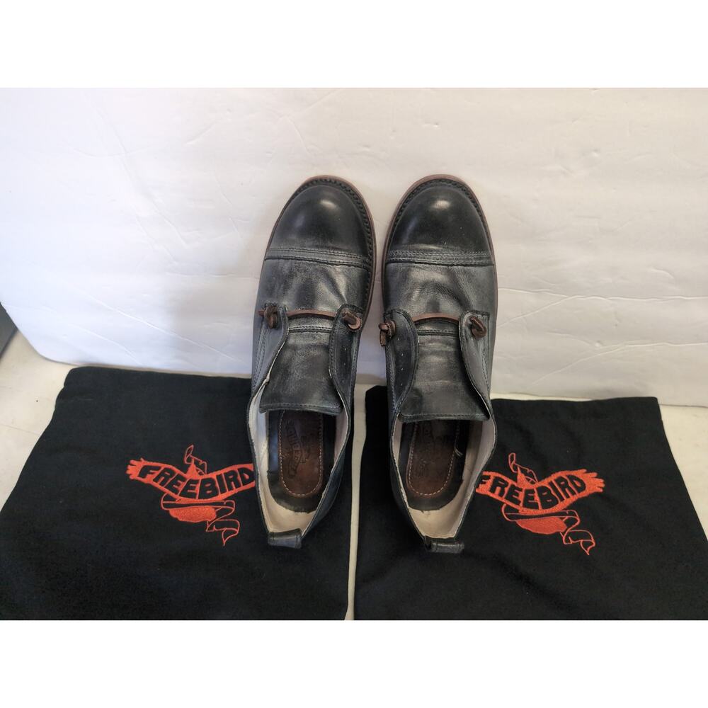 Freebird Mabel Black Leather Distressed Oxford Shoes 8 Kurt Cobain Hipster 70s - Picture 3 of 16